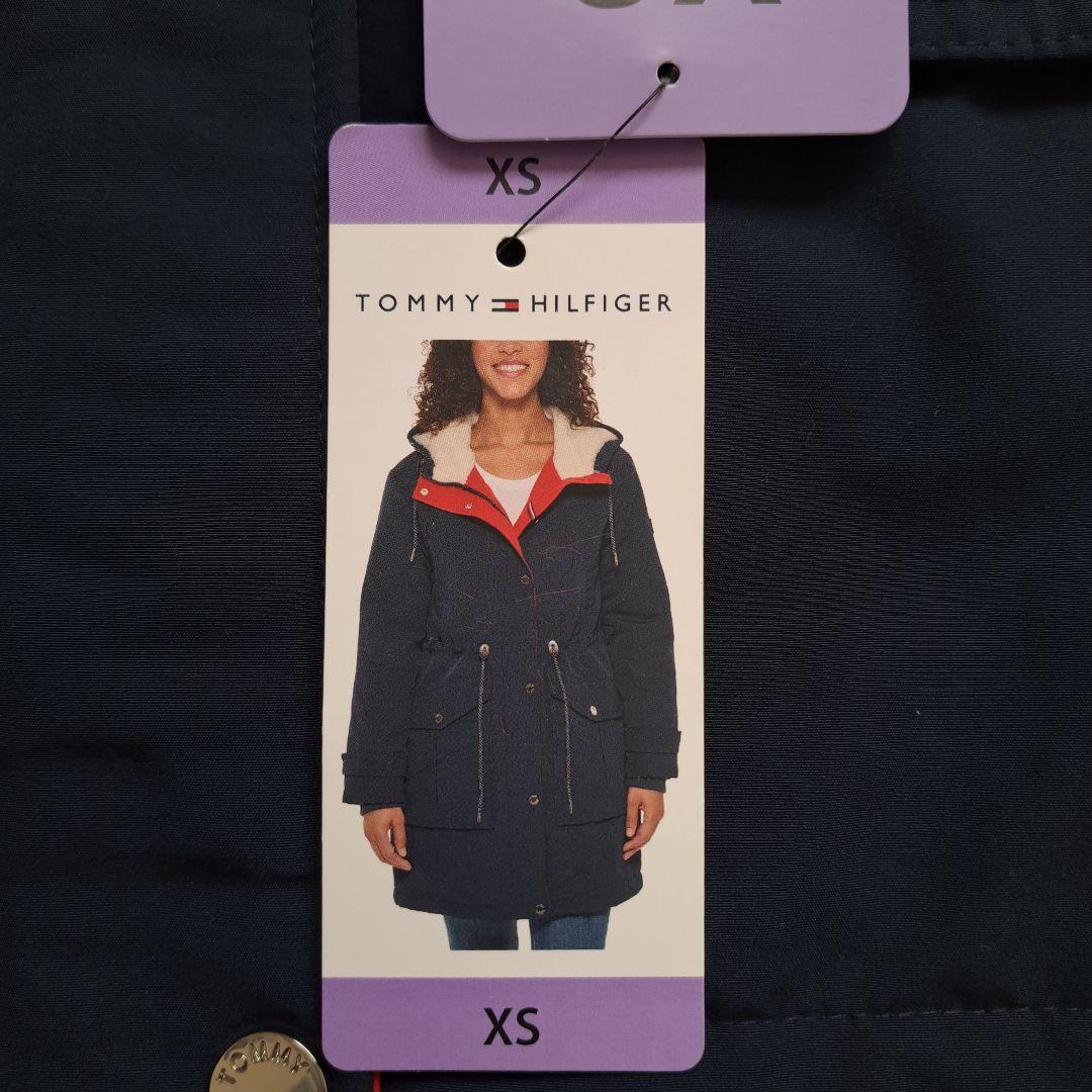 ポコちゃん【新品】ネイビー フード付きモッズコート XSサイズ 