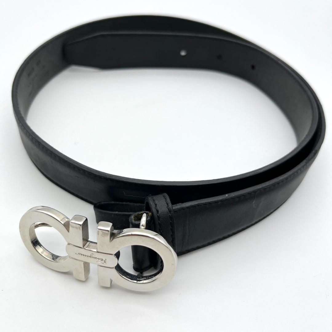 フェラガモ ベルト レディース ダブルガンチーニ レザー 本革 ブラック