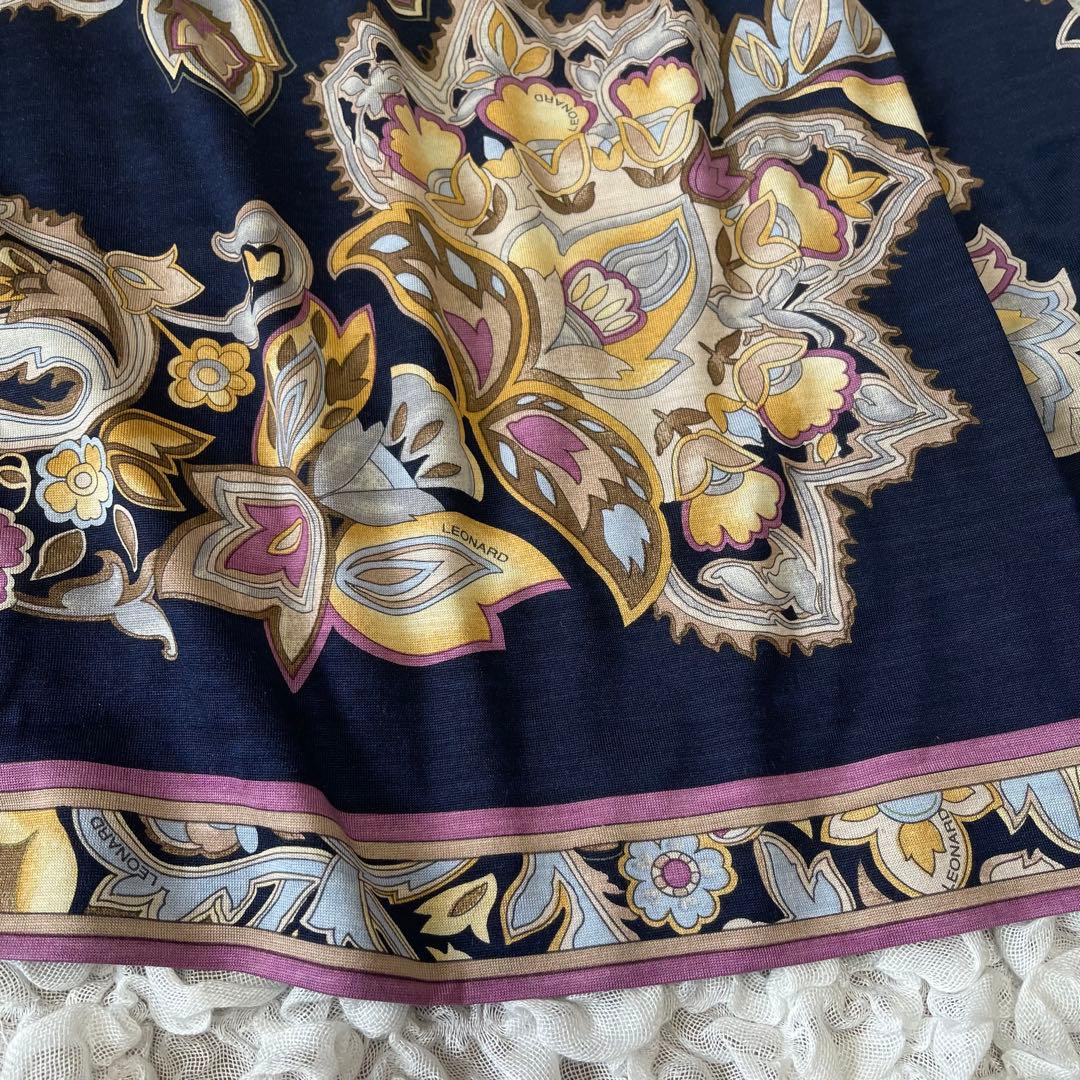 レオナール LEONARD カットソー 長袖 毛 絹 日本製 L ペイズリー