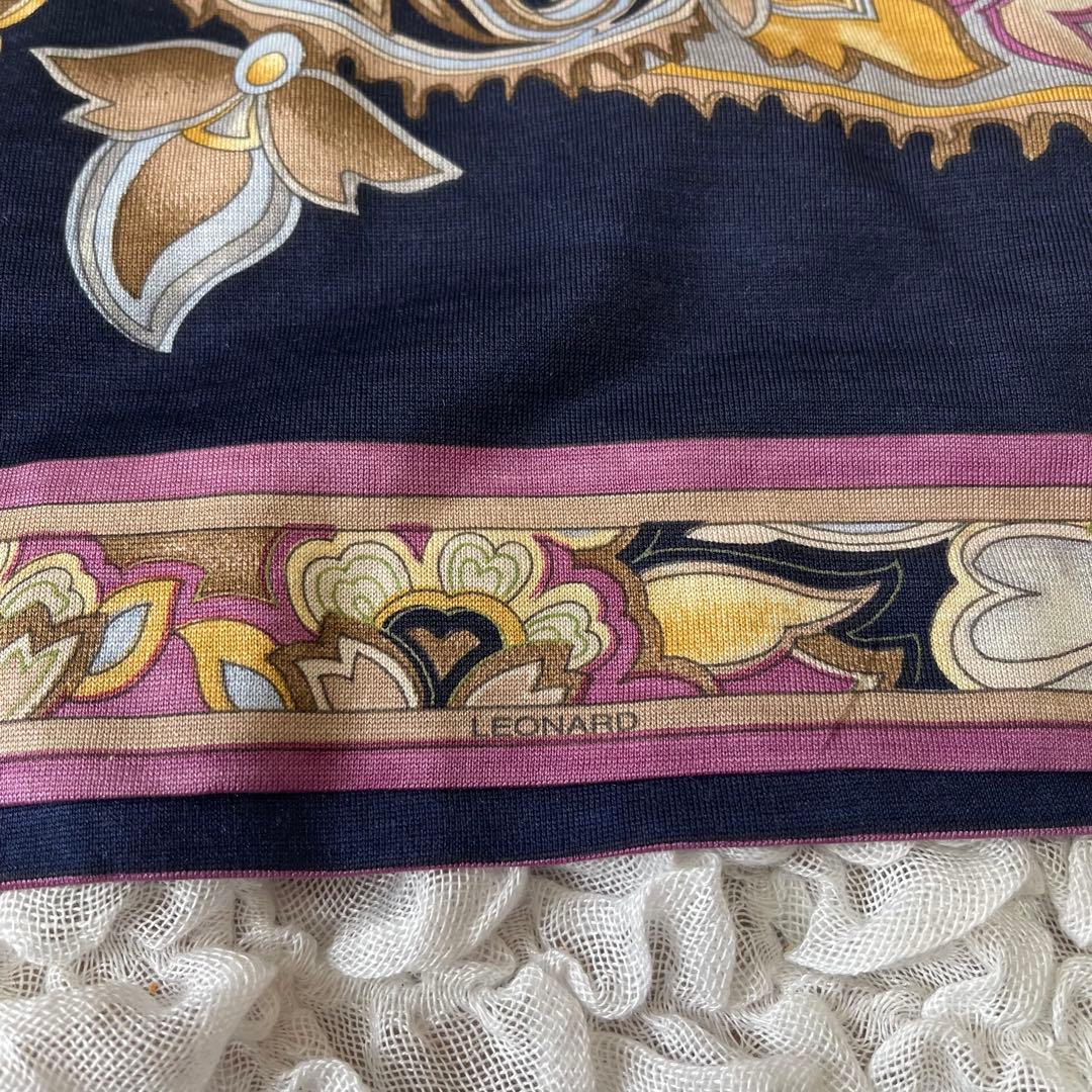 レオナール LEONARD カットソー 長袖 毛 絹 日本製 L ペイズリー