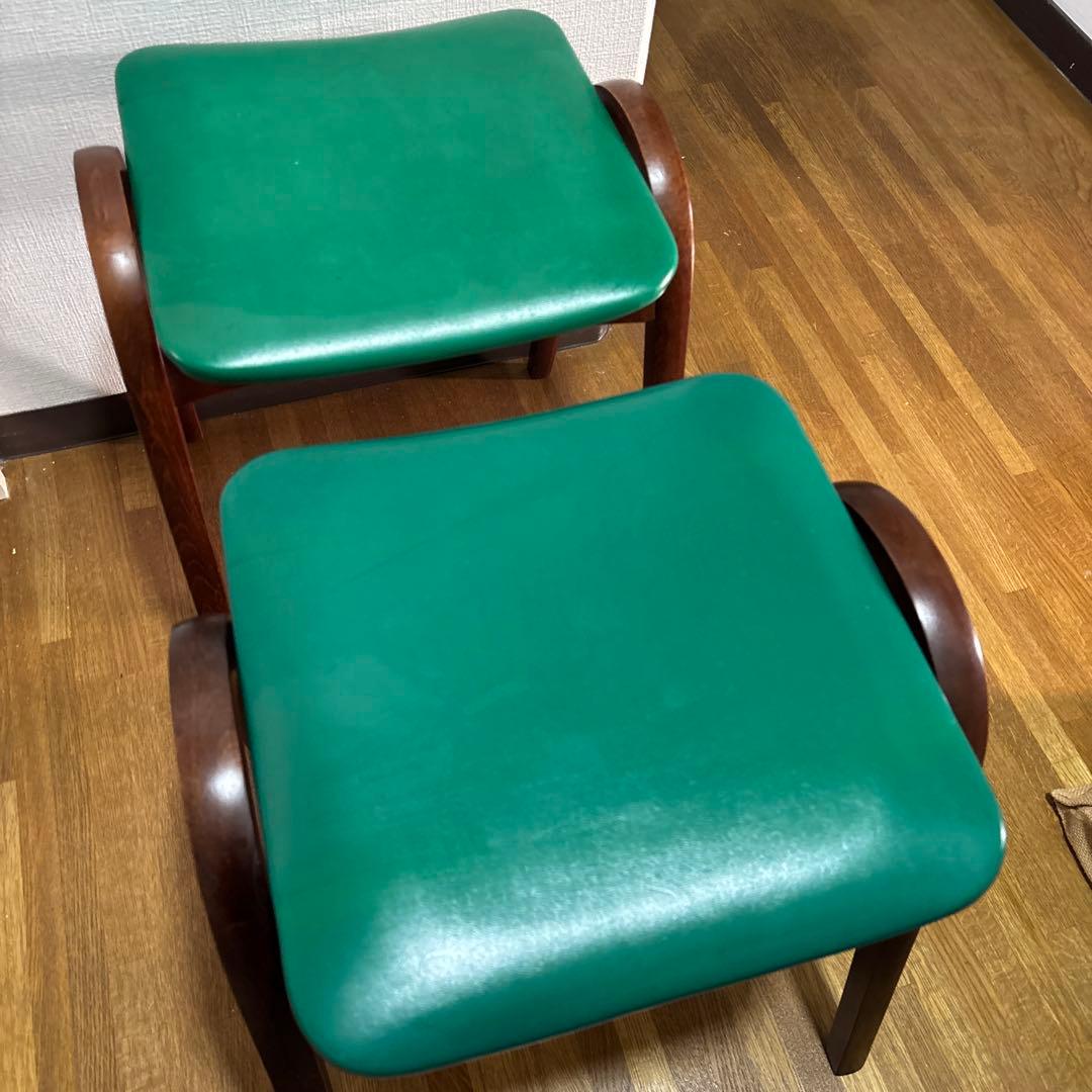 剣持勇　秋田木工　スツール　椅子　緑　2脚セット　スタッキングスツール　チェア