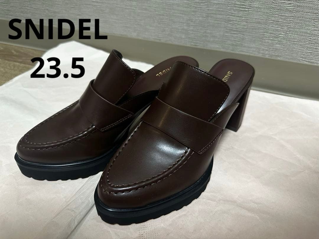SNIDEL ヒールローファーサボ　ブラウン ミュール 23.5