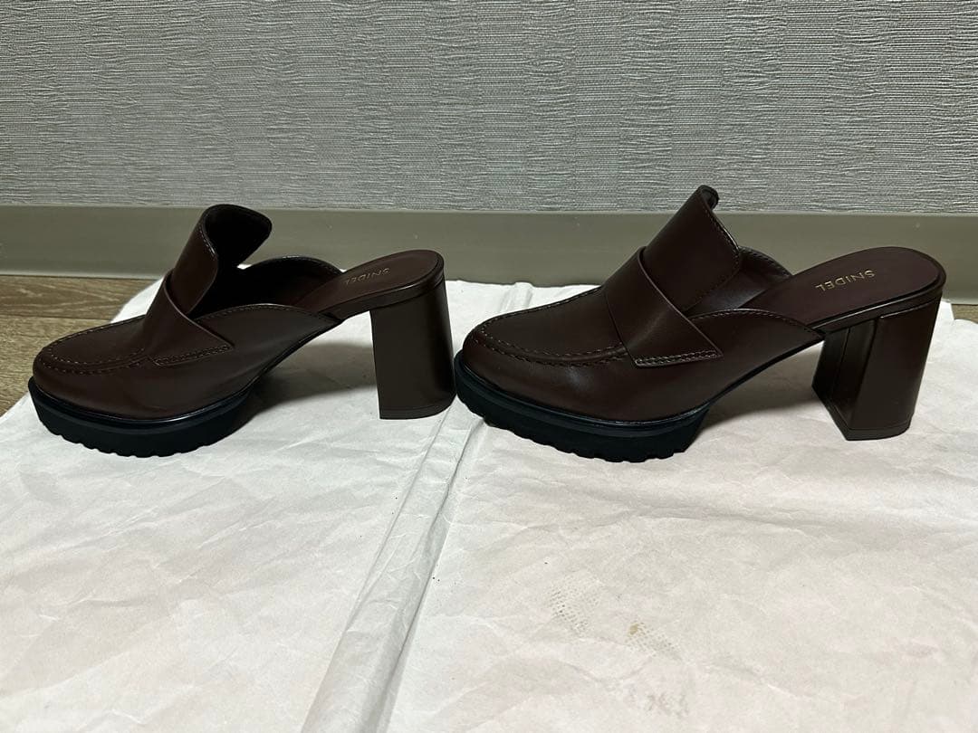 SNIDEL ヒールローファーサボ　ブラウン ミュール 23.5