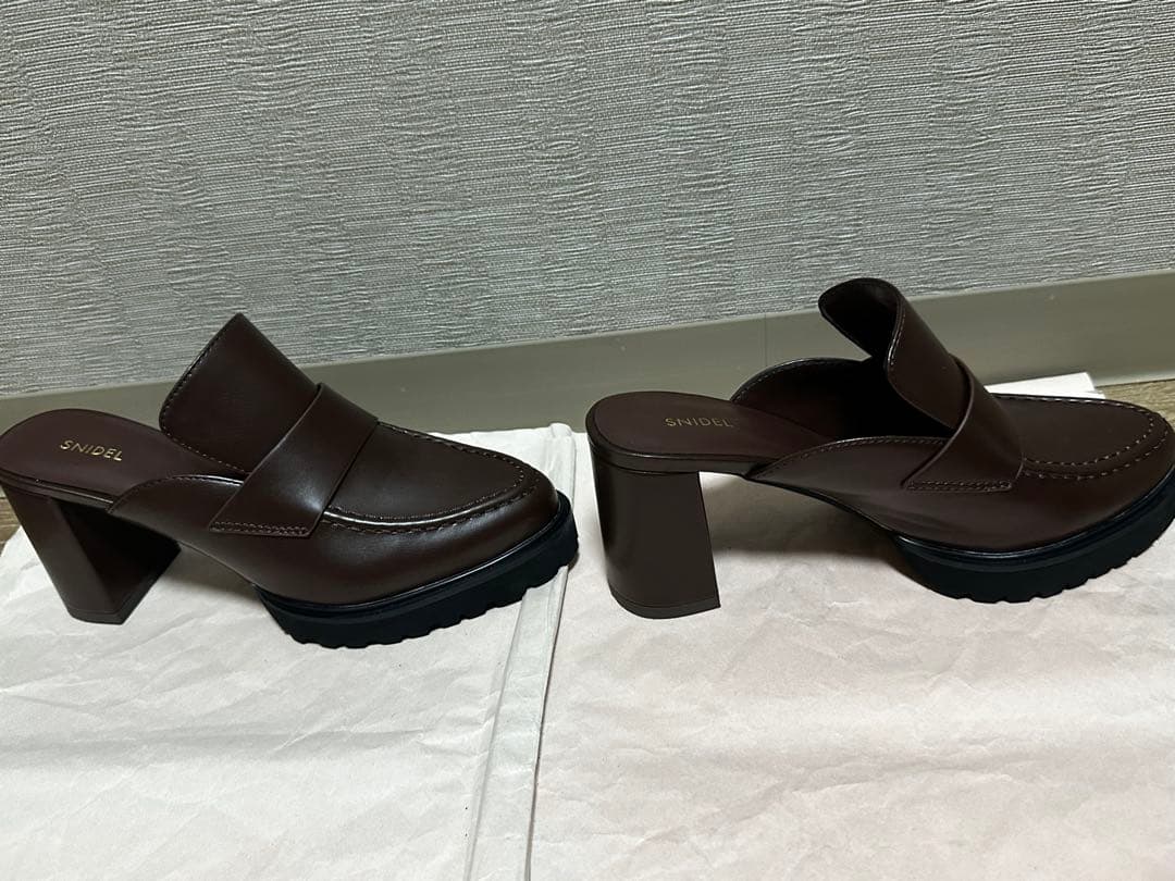 SNIDEL ヒールローファーサボ　ブラウン ミュール 23.5