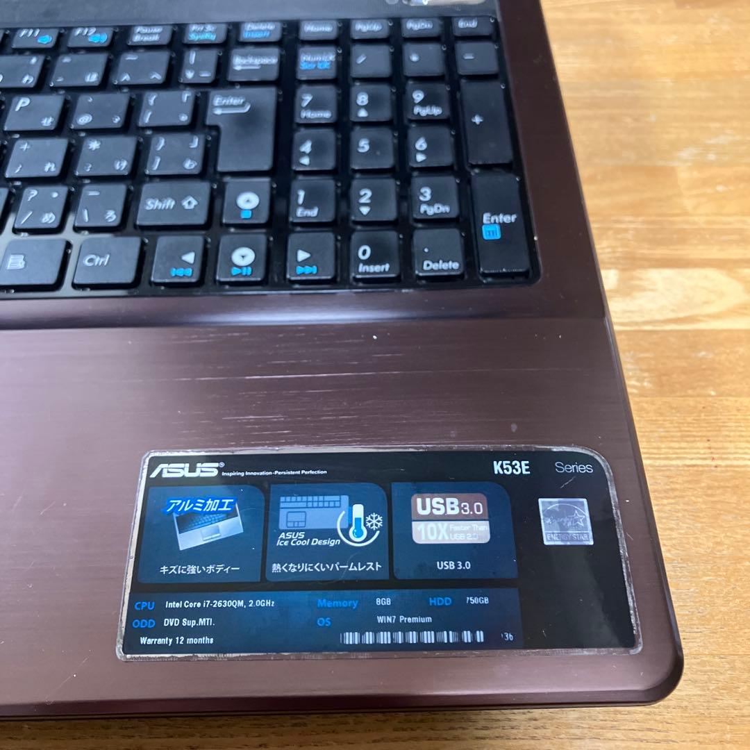 ASUS ノートPC K53E Core i7 2630QM搭載