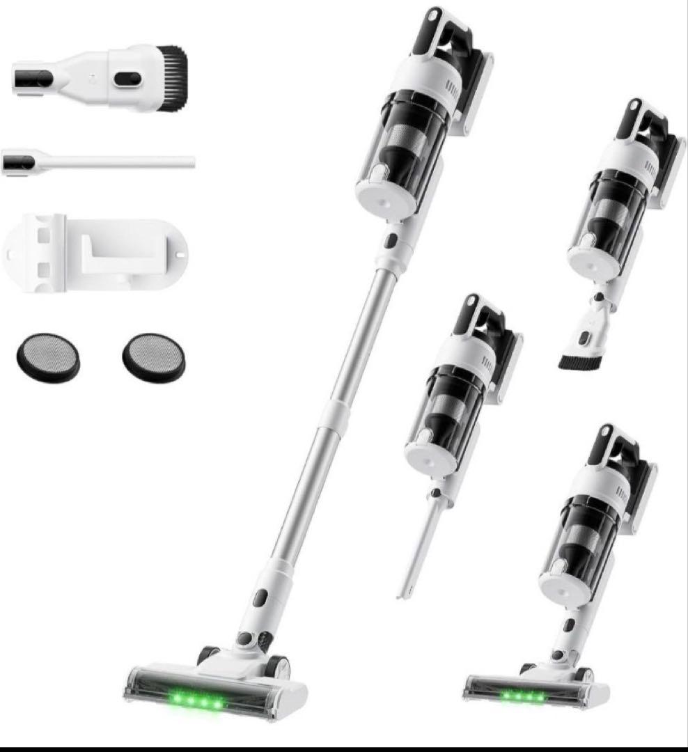 掃除機 コードレス 強力吸引・自立式・55分連続稼働軽量 視感グリーンLED