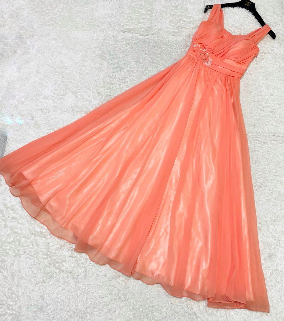 希少✨エメ✨ステージドレス　演奏会 9号　サーモンピンク　ギャザーフレア