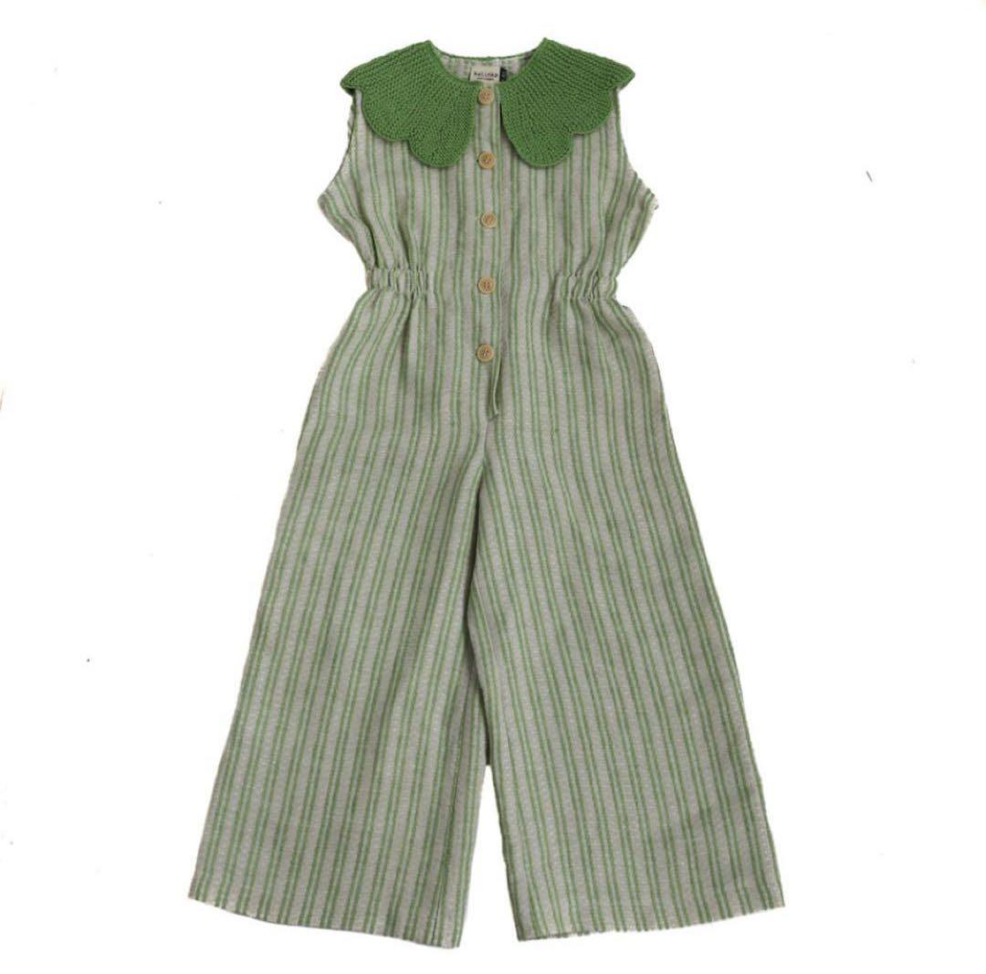ロンパース・カバーオール kalinka CordeliaOverall Green Stripes 2y