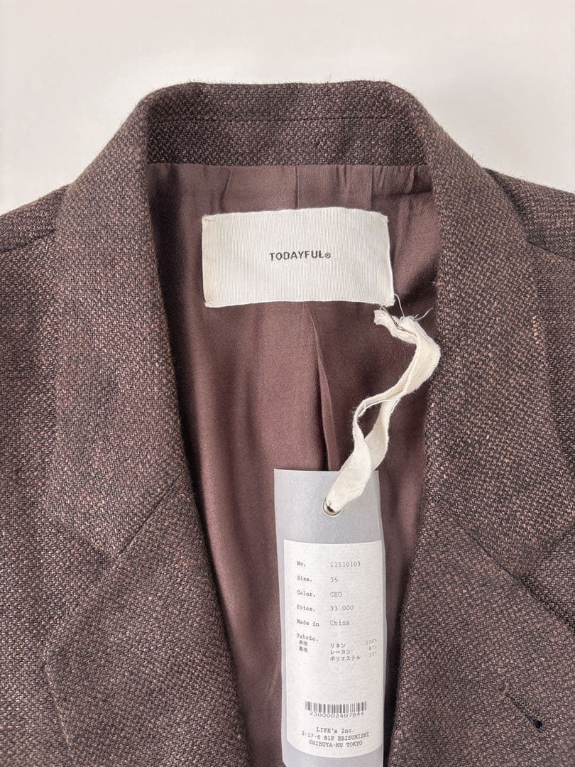 todayful Boyfriend Linen Jacket チョコ 36