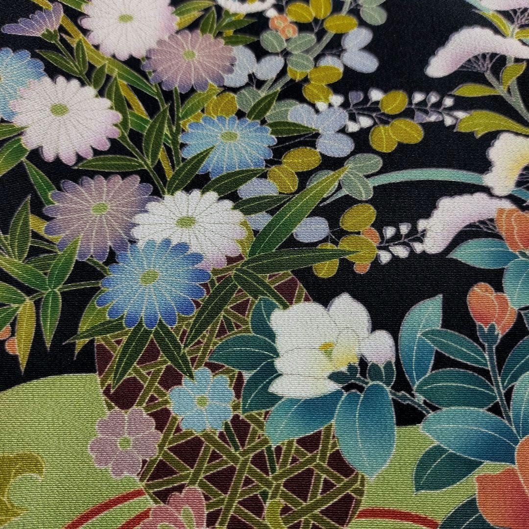 ★黒留袖アンサンブル*ノースリーブワンピース+ボレロ*着物リメイク正絹M〜L㊾