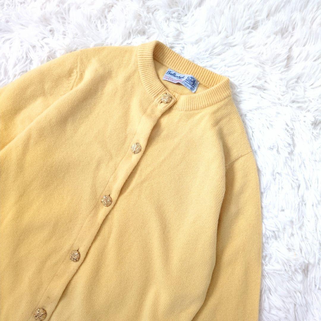 バランタイン カーディガン カシミヤ 100% 金ボタン スコットランド製 黄色