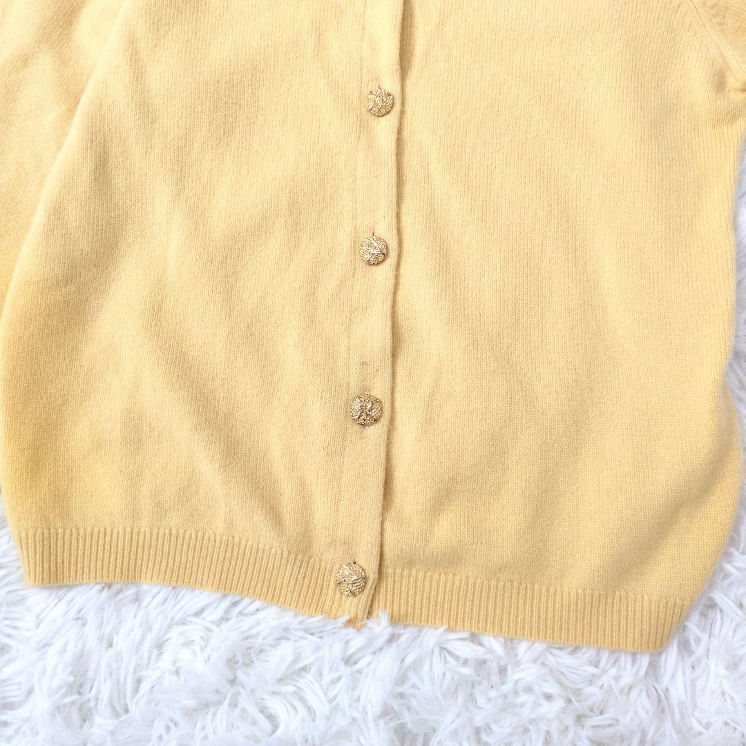 バランタイン カーディガン カシミヤ 100% 金ボタン スコットランド製 黄色