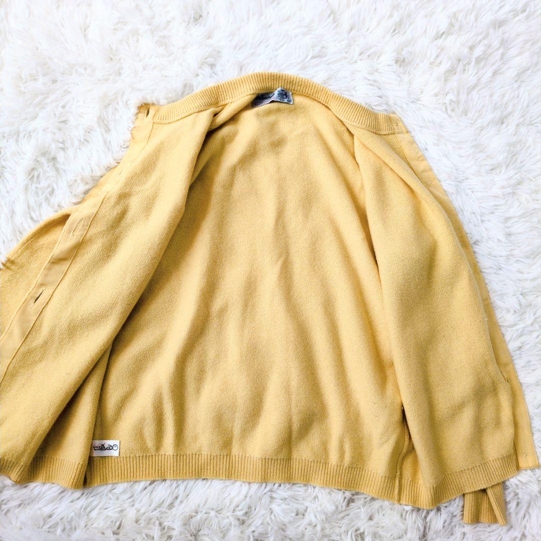 バランタイン カーディガン カシミヤ 100% 金ボタン スコットランド製 黄色