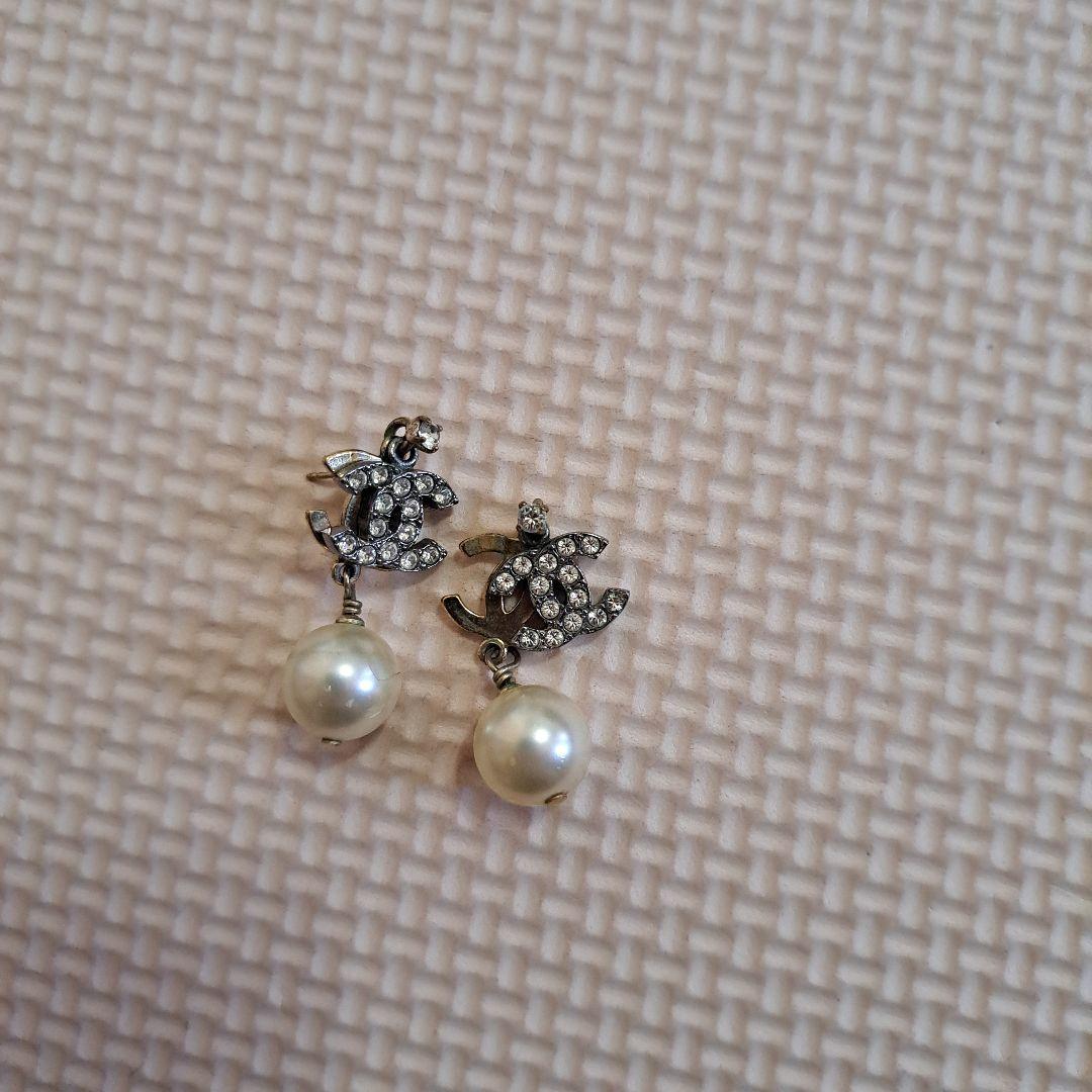 CHANEL パール　ピアス　ラインストーン シャネル