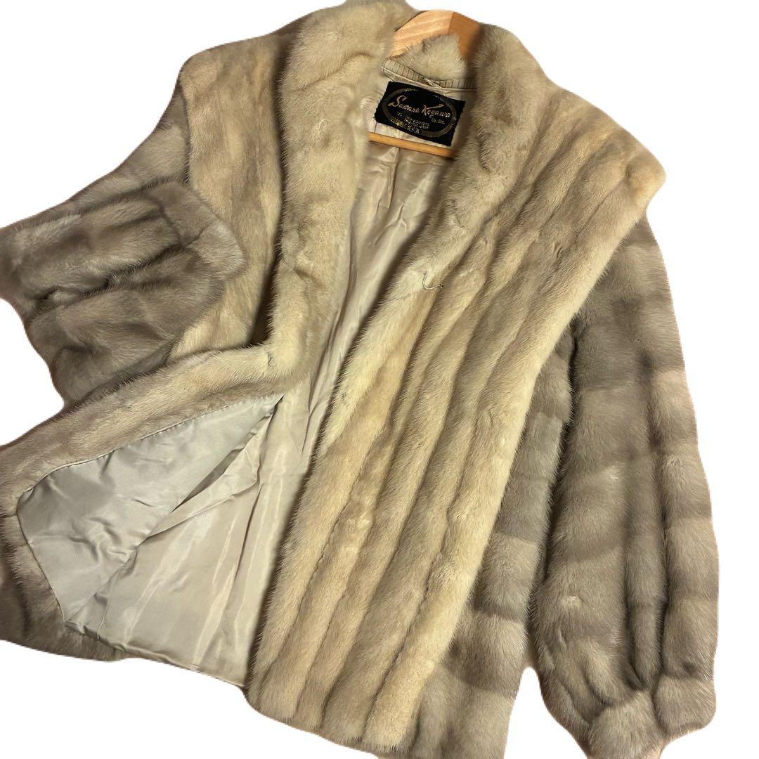 Lサイズ相当 サファイアミンク 毛皮コート グレー