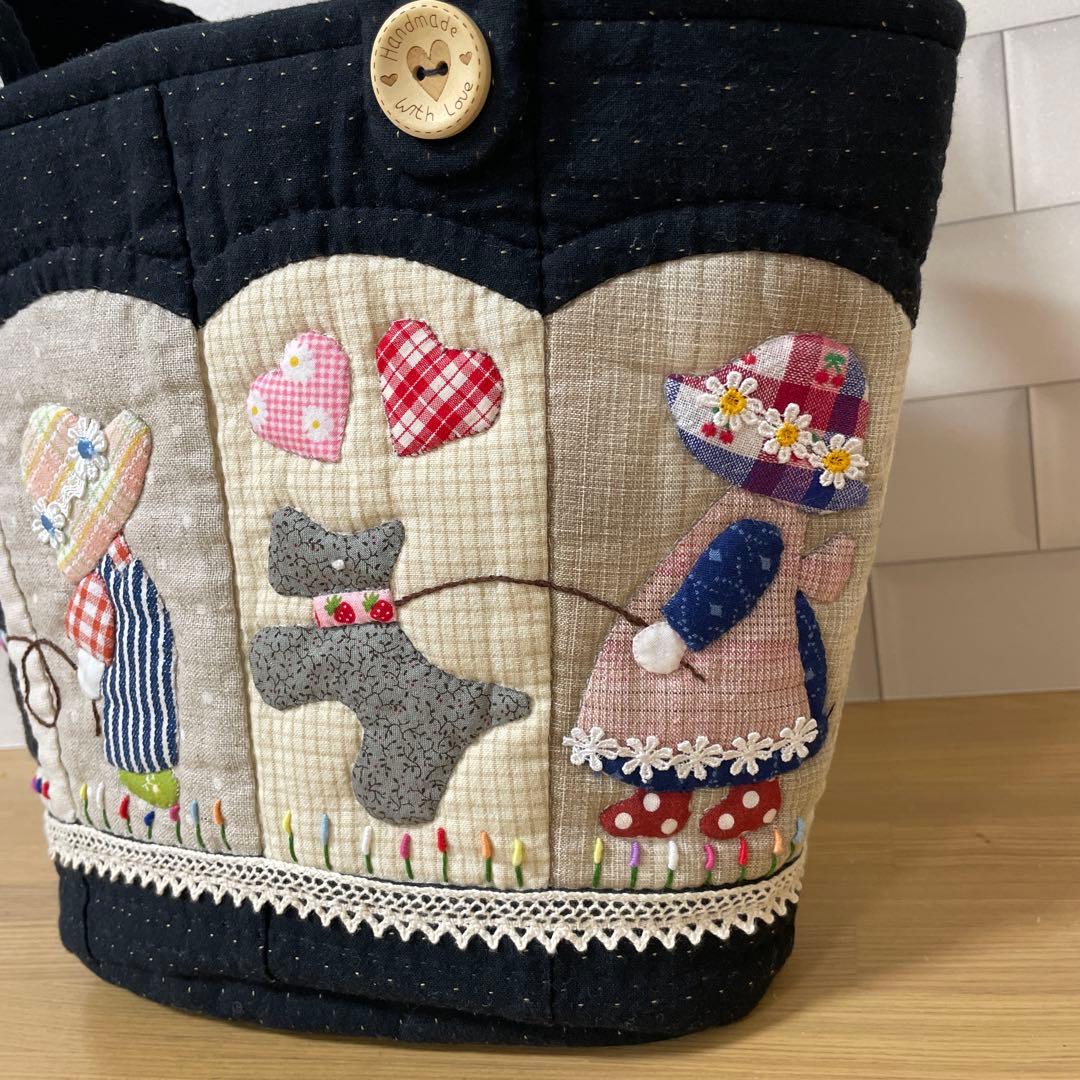 スーちゃんビリーくんポーチ付きトートバッグ　パッチワーク　レディース　先染め