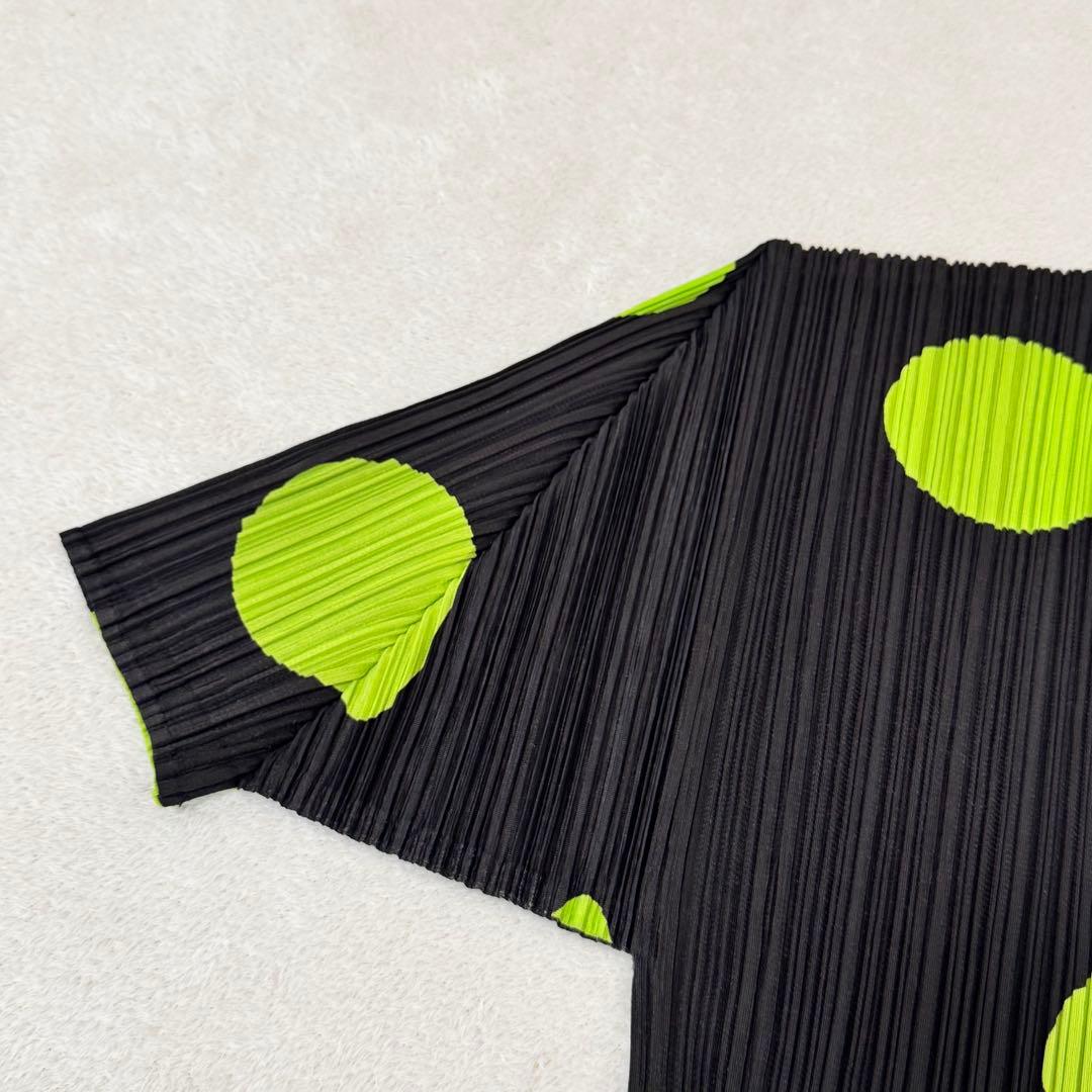 極美品✨PLEATS PLEASE プリーツ　ドット柄　ブラック　半袖　トップス