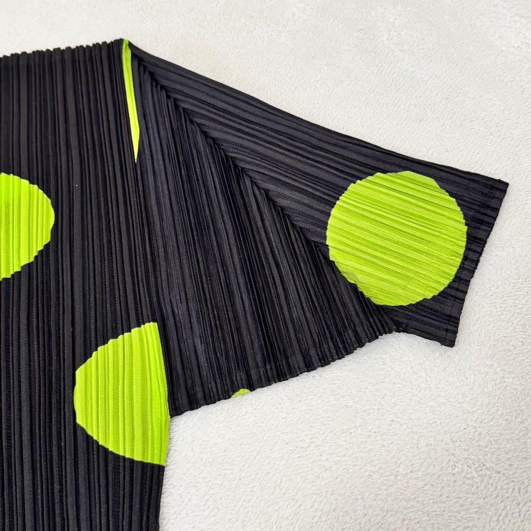 極美品✨PLEATS PLEASE プリーツ　ドット柄　ブラック　半袖　トップス