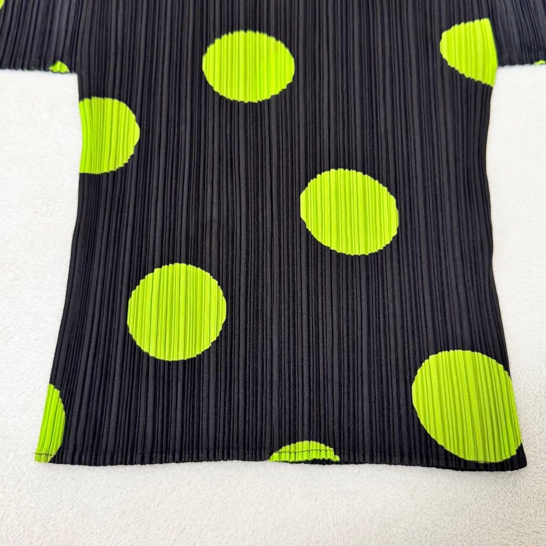 極美品✨PLEATS PLEASE プリーツ　ドット柄　ブラック　半袖　トップス