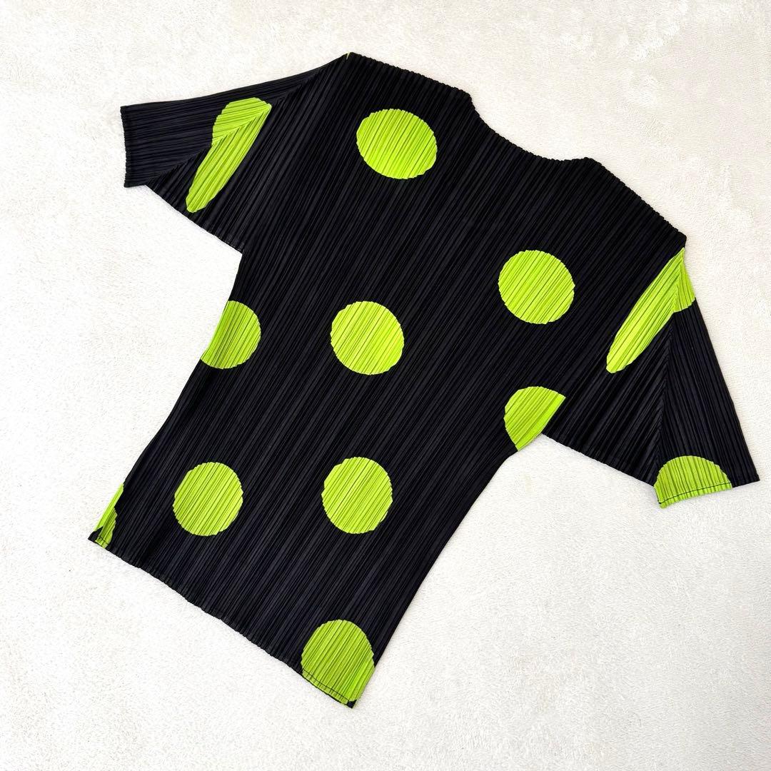 極美品✨PLEATS PLEASE プリーツ　ドット柄　ブラック　半袖　トップス