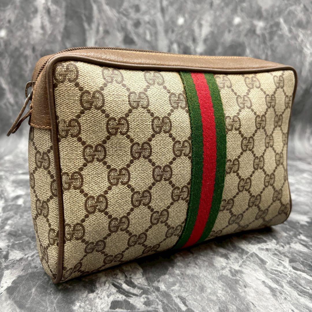 ✨極美品✨GUCCI シェリーライン GG レザー クラッチバッグ ブラウン