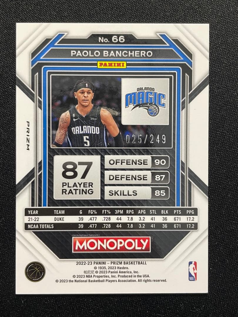 249枚限定 Paolo Banchero Prizm Monopoly RC