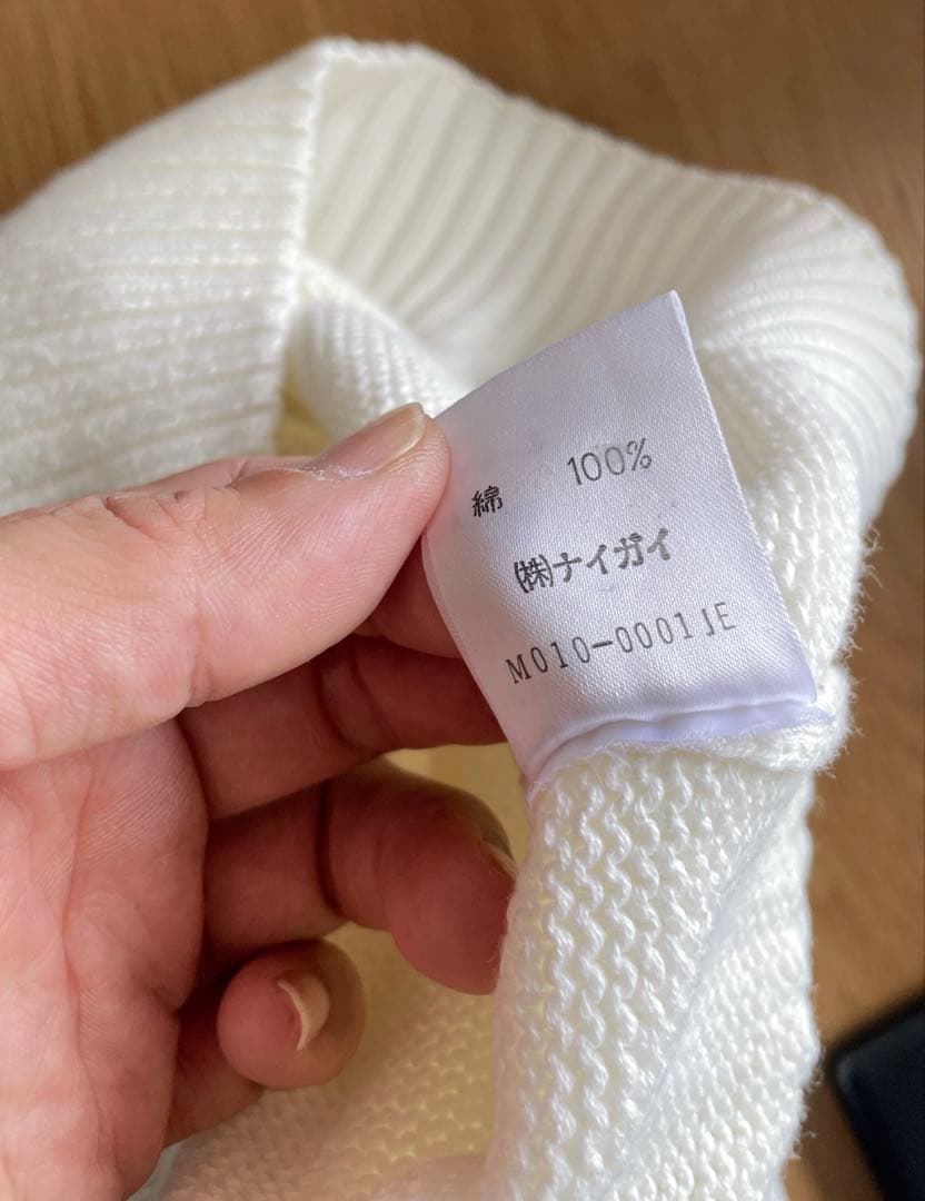 90sポロラルフローレン 刺繍ロゴ ホワイト コットンニット 正規代理タグ L