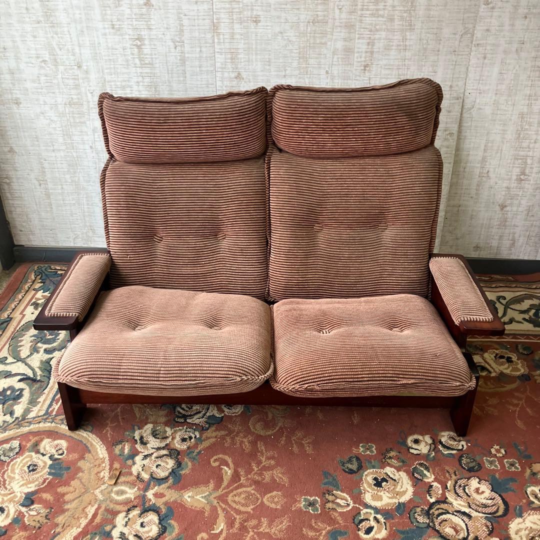 北欧レトロ グリーンジョイ 二人掛けリクライニングソファー ラウンジチェア