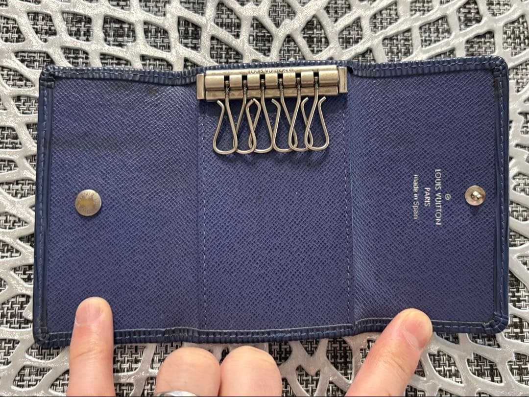 【良品】ルイヴィトン　ミュルティクレ　キーケース　6連　本革レザー　ブルー