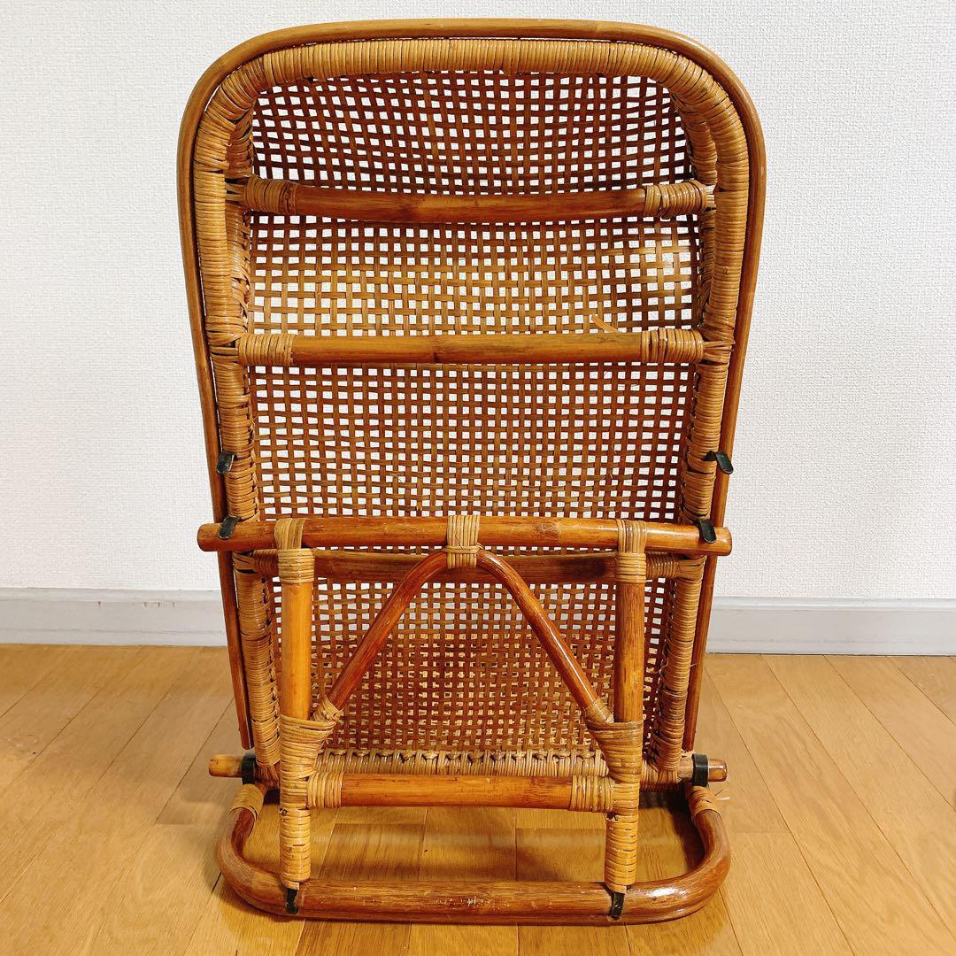 ラタン 藤 座椅子 ２脚 セット 折りたたみ リクライニング ハイバック 希少