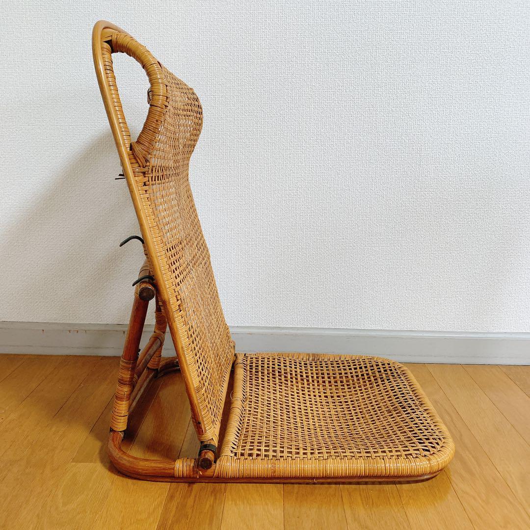 ラタン 藤 座椅子 ２脚 セット 折りたたみ リクライニング ハイバック 希少