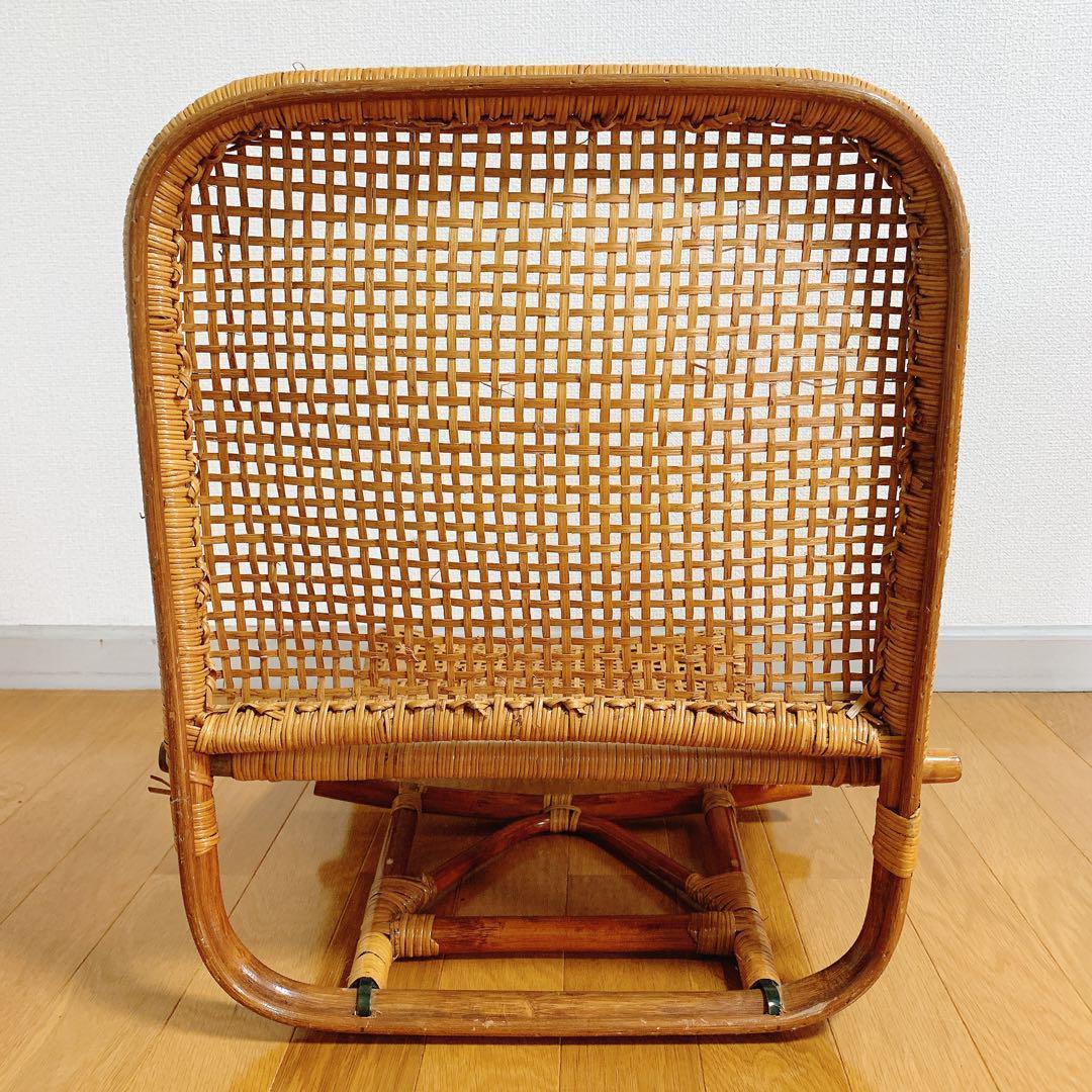 ラタン 藤 座椅子 ２脚 セット 折りたたみ リクライニング ハイバック 希少