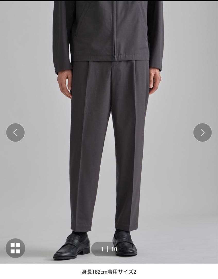 【新品同様】VISTO WOOLペグトップテーパードパンツ ダークグレー24AW