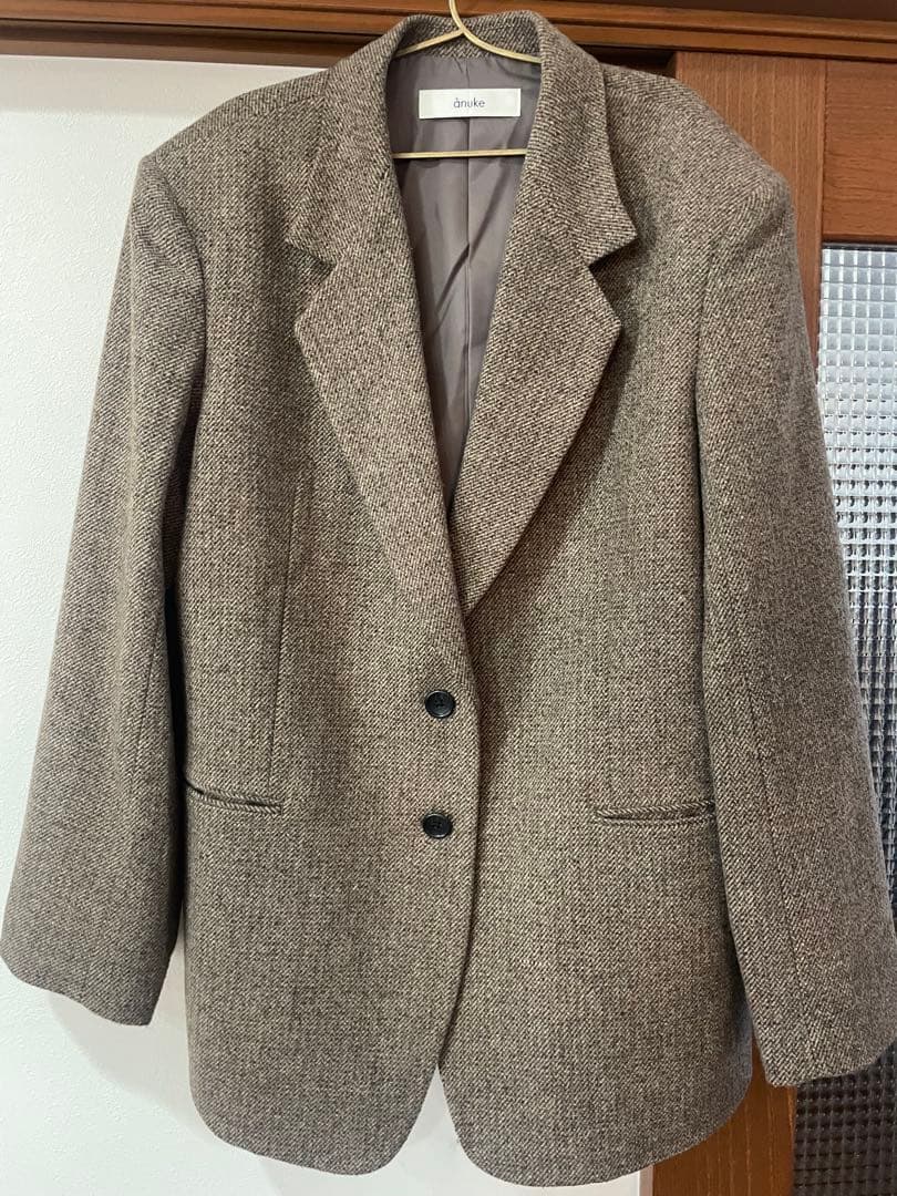 Anuke Herringbone Wool Jacket ベージュ