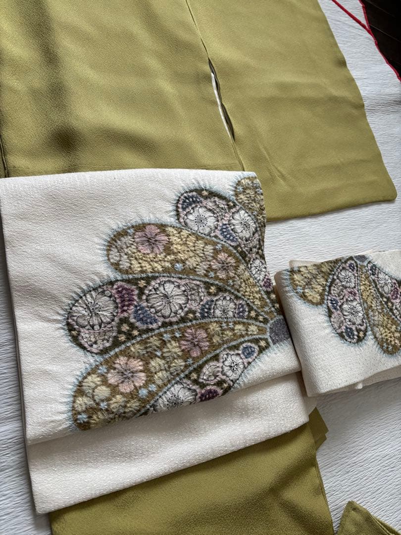 ☆ 正絹 名古屋帯 辻が花 絞り 白 長尺 ☆