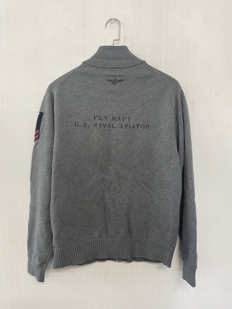 新品AVIREX NAVAL STAND COLLAR ZIP KNIT XL