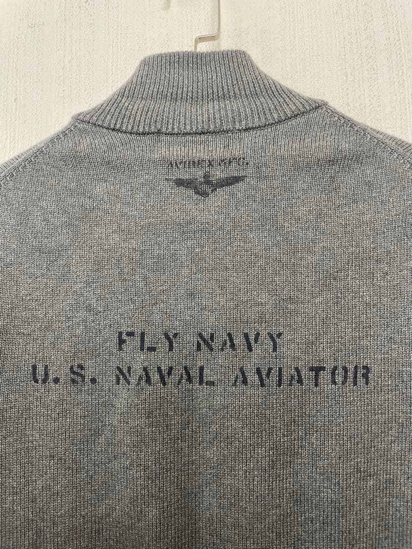 新品AVIREX NAVAL STAND COLLAR ZIP KNIT XL