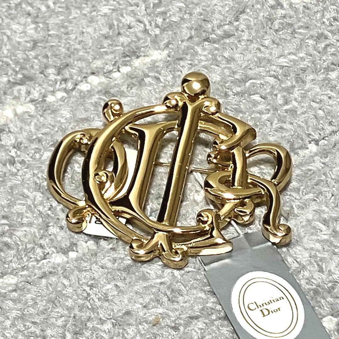 未使用保管品！クリスチャンディオール［旧ロゴ］ピンブローチ　ヴィンテージ　タグ付