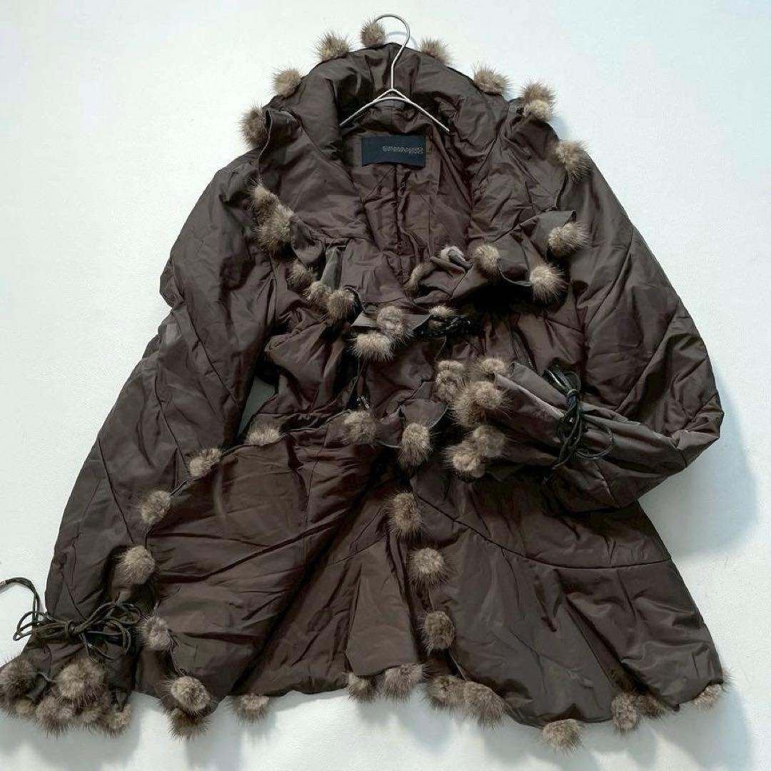 【66】エルマンノシェルヴィーノ　ミンクファー付き中綿ジャケット 42