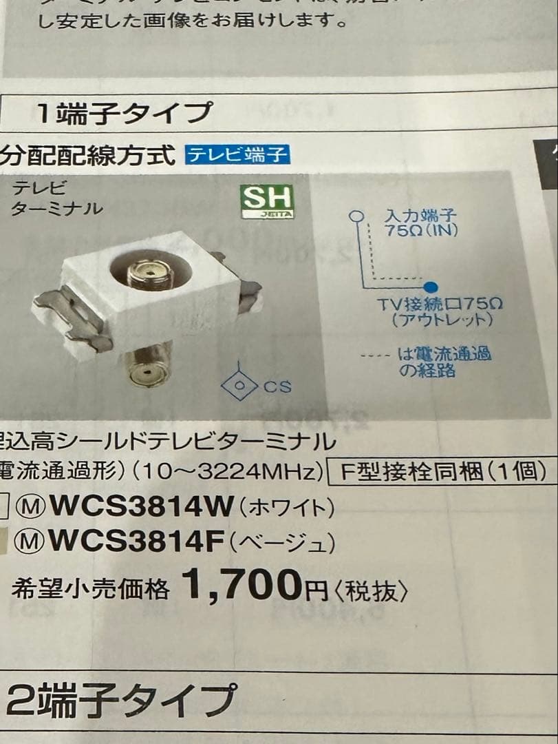 Panasonic テレビターミナル　WCS3814W