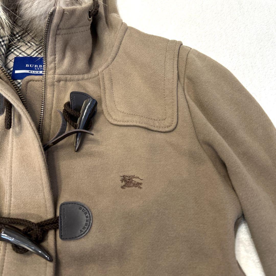 バーバリーブルーレーベル パーカー ファー ノバチェック y2k M ベージュ