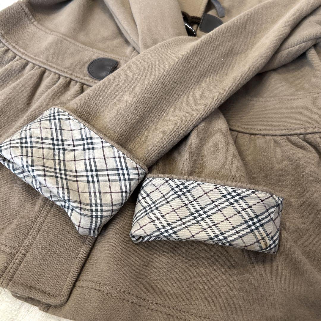 バーバリーブルーレーベル パーカー ファー ノバチェック y2k M ベージュ