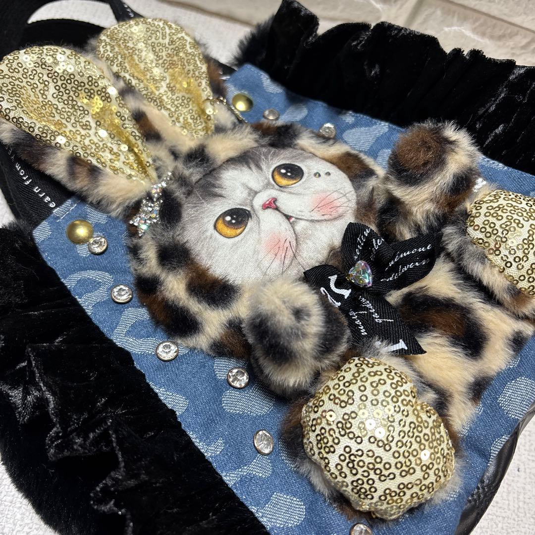 ゆ*ら様 コヤンイサムチョン　ファーフリルトートバッグ　ヒョウ柄マンドゥちゃん