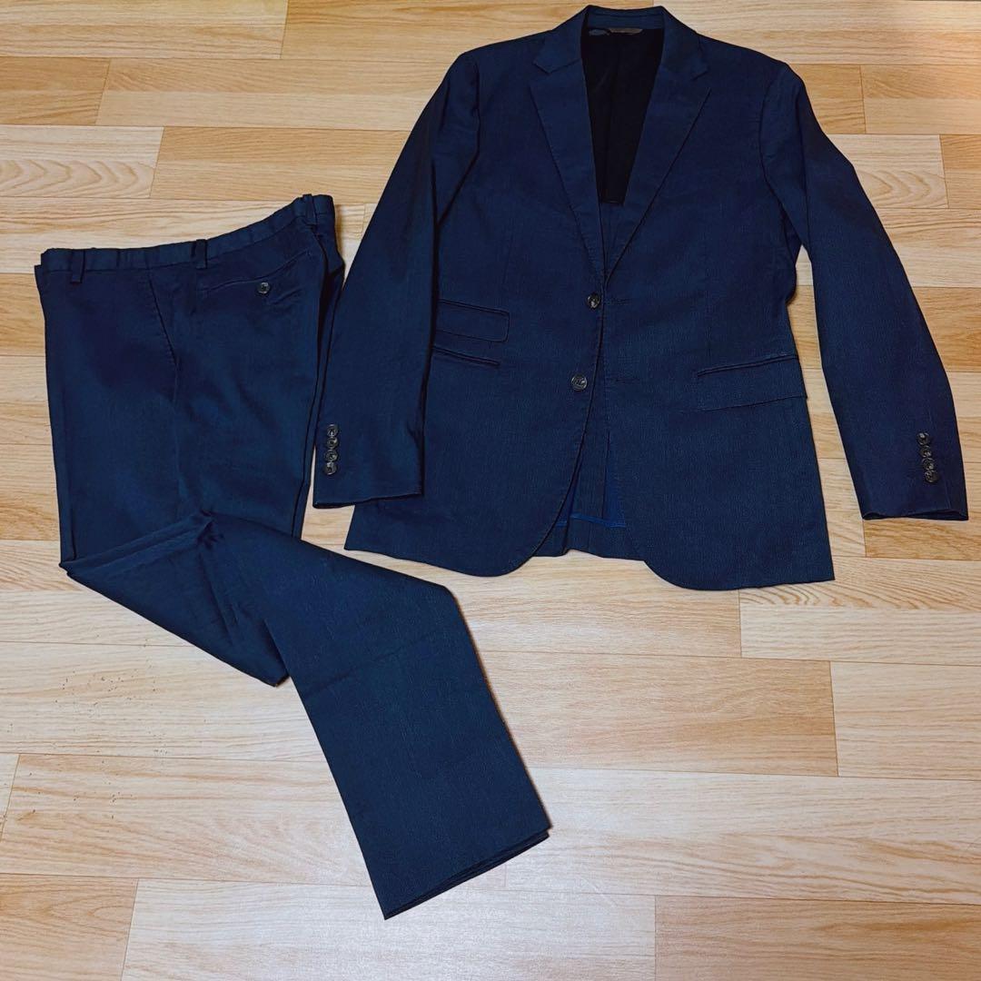 ブラックレーベルクレストブリッジ スーツ　羊毛　ネイビー　L 御幸毛織