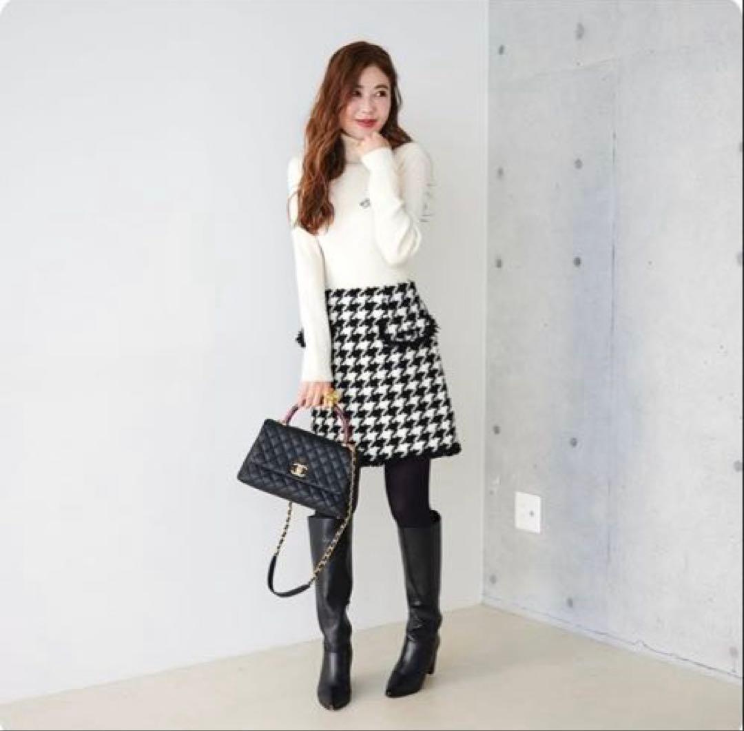 オブリOBLI千鳥格子ツイードスカート