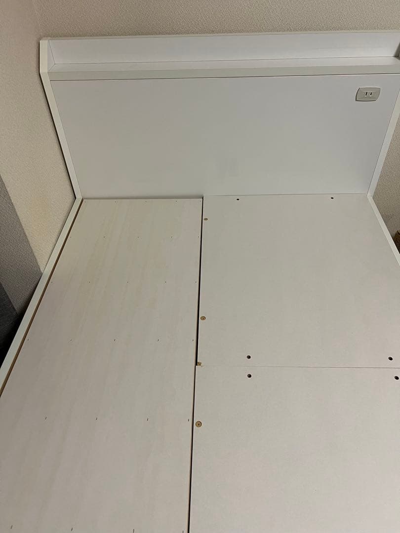 ホワイト シングルベッドフレーム 引き出し付き