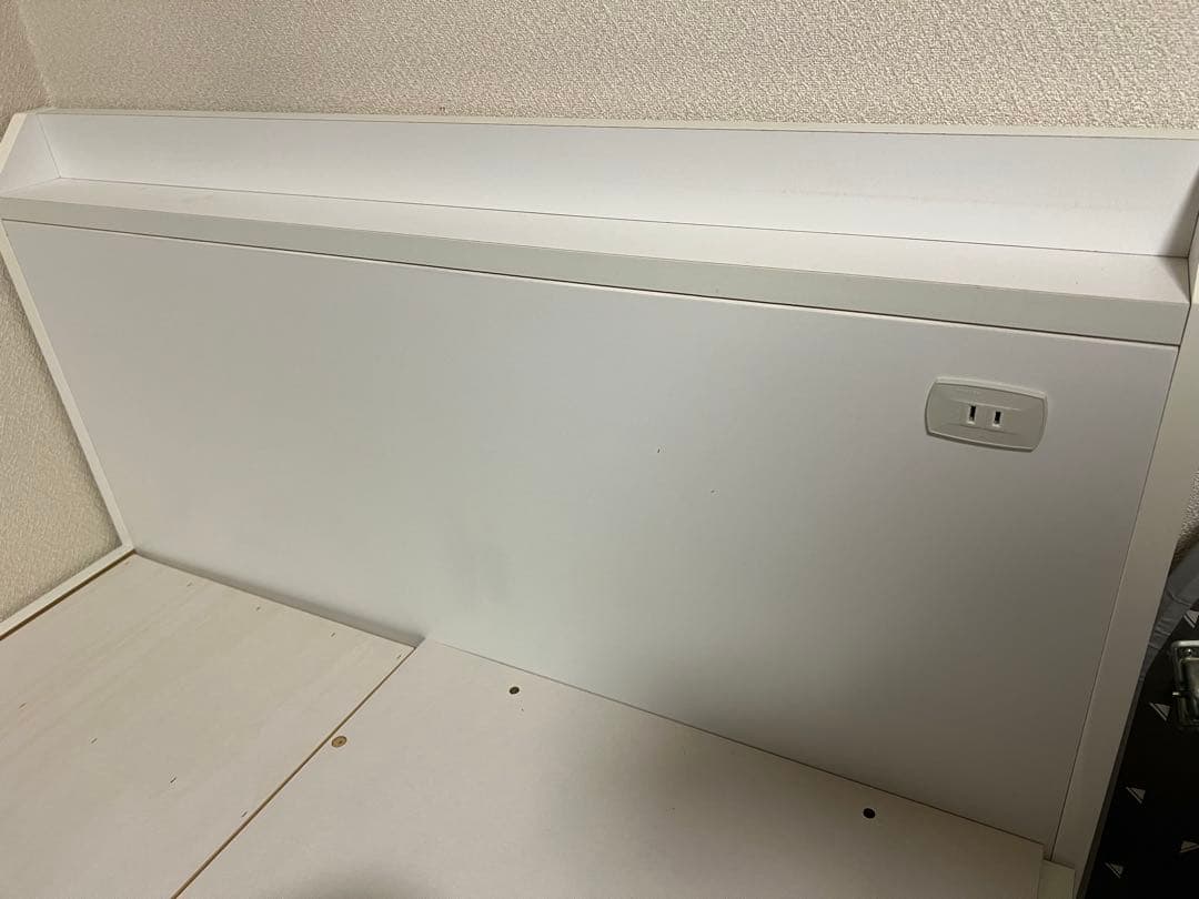 ホワイト シングルベッドフレーム 引き出し付き