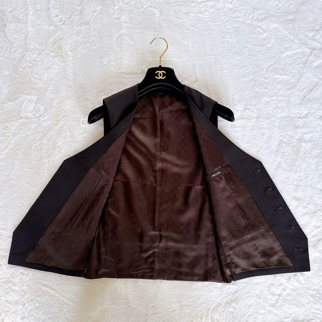 【COMME CA MEN】スーツ 3ピース ブラウン ストライプ 44サイズ