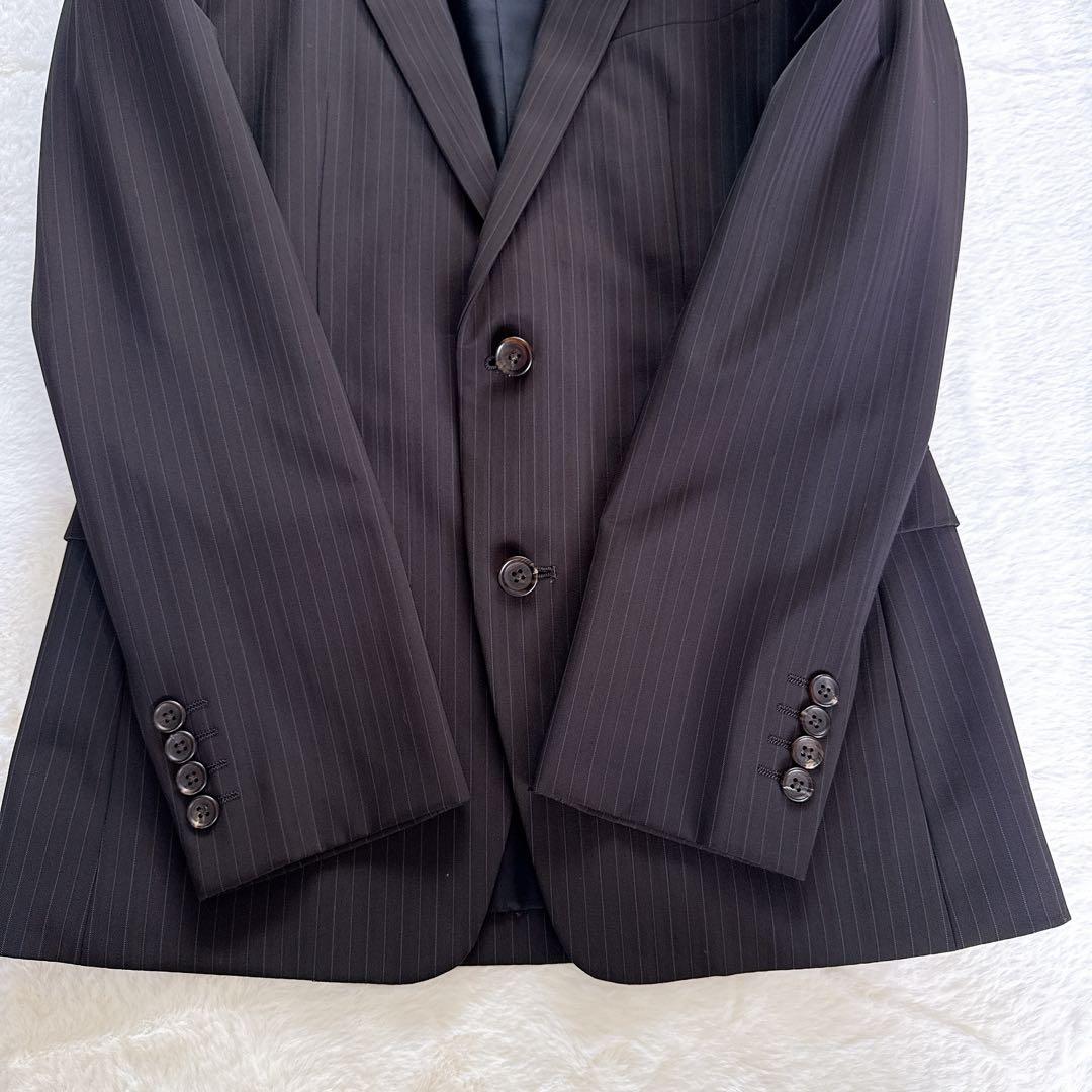 【COMME CA MEN】スーツ 3ピース ブラウン ストライプ 44サイズ