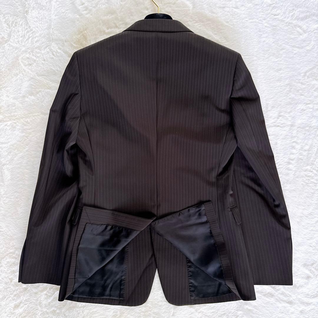 【COMME CA MEN】スーツ 3ピース ブラウン ストライプ 44サイズ